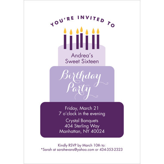 Tiered Cake Birthday Invitations